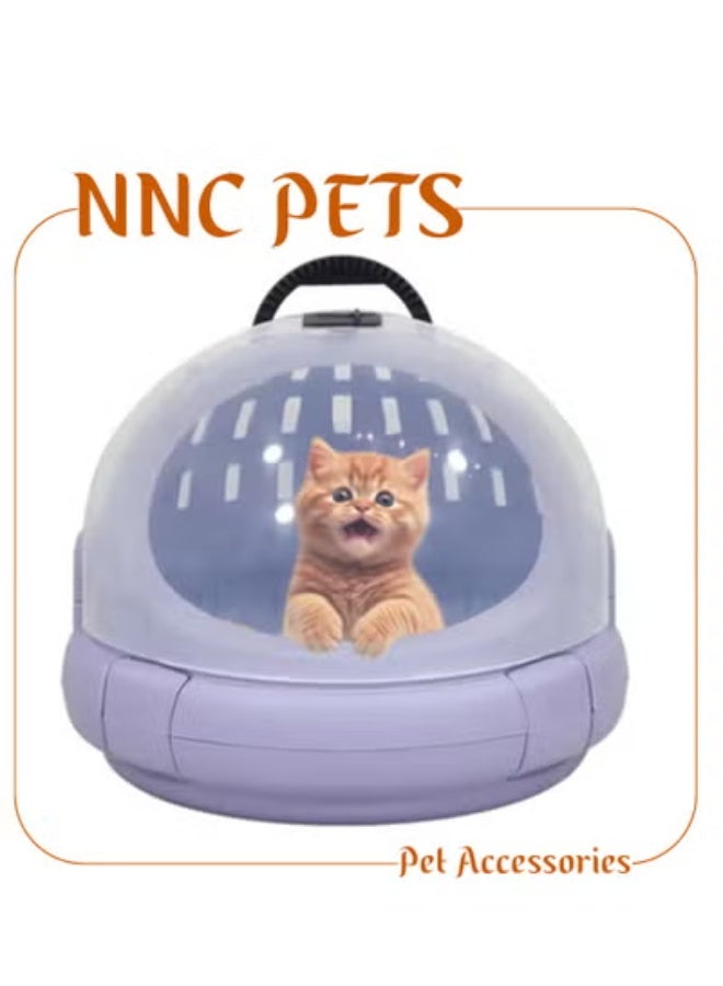 NNC PETS Pet carrier with Carrying handle, Stylish and Lightweight, 42 Pet capsule with safety lock, Transparent view, Fully enclosed pet carrier for small and Medium cats, Breathable cat travel case, (Purple) - Image 1