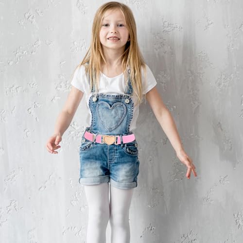 Indusoire 2 Pcs Kids Belt for Girls - Adjustable Waist Strap with Metal Buckle, Durable Children Belts for Jeans Pants and Dresses - Pink and White - Image 3