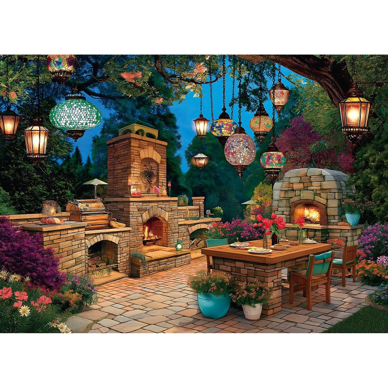 Blueforest 1000 Piece Jigsaw Puzzle for Adults Enchanted Garden Patio Mosaic Lanterns Stone Fireplaces Night Blooms Challenging Hard Difficult Puzzles for Adults 275x197 Inch Art Puzzle - Image 3