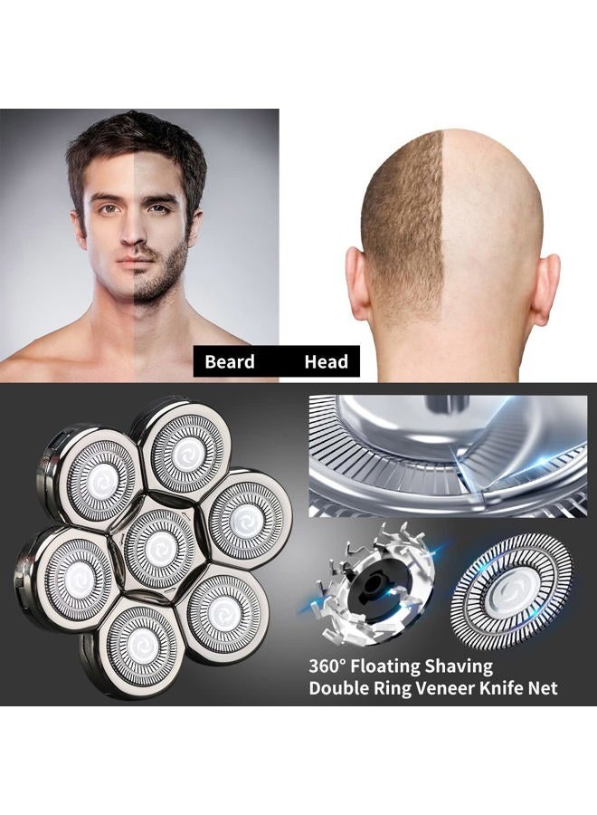 HONTEC 7 Blades Head Shaver Replacement Heads Electric Shaver Universal Replacement Blade Head Electric Razor for Men (7D Silvery) - Image 2