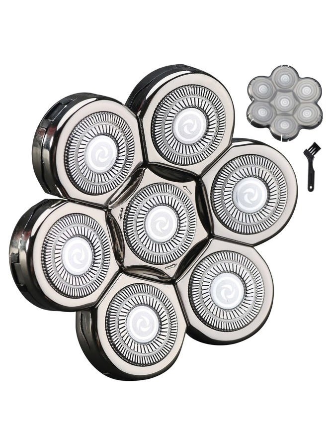 HONTEC 7 Blades Head Shaver Replacement Heads Electric Shaver Universal Replacement Blade Head Electric Razor for Men (7D Silvery) - Image 1