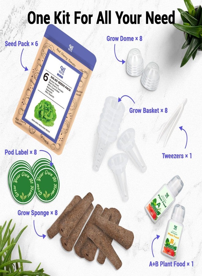 HiHOYA Plant Pods Kit Accessories for Hydroponics Growing Systems, 8 Grow Sponges, 8 Pod Labels, 8 Grow Baskets, 8 Grow Domes, 1 Tweezers, 8 Pods - Image 2