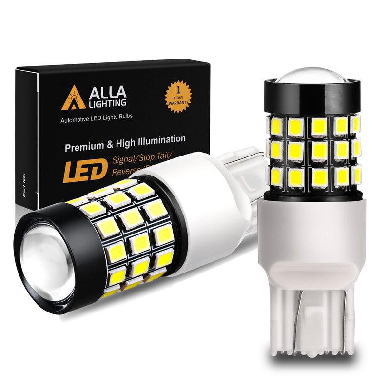 Alla Lighting T20 7443 7440 LED Strobe Flashing Brake Lights Bulbs 6000K Xenon White Super Bright 2835 SMD 12V Dual Filament Blinking Stop Lights for Cars Trucks 7441 7444 7442