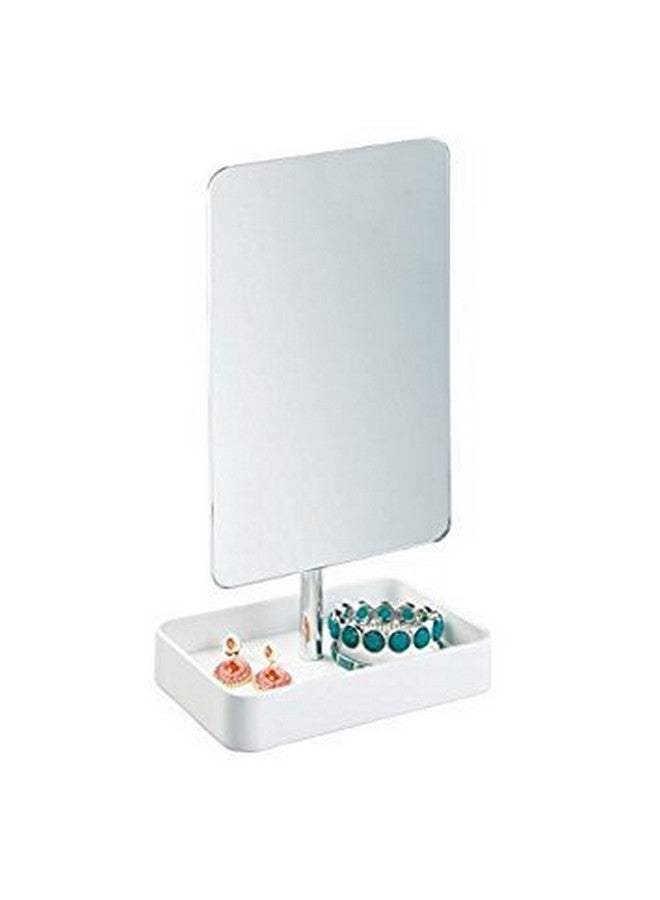 Interdesign Gia Free Standing Vanity Makeup Mirror for Bathroom Countertops - White/Chrome - Image 2