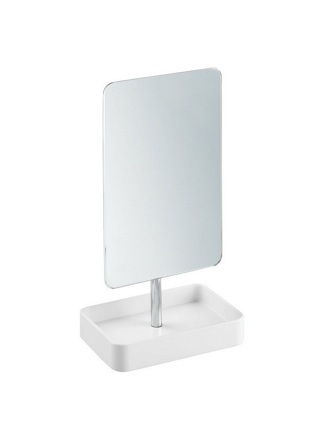 Interdesign Gia Free Standing Vanity Makeup Mirror for Bathroom Countertops - White/Chrome - Image 1
