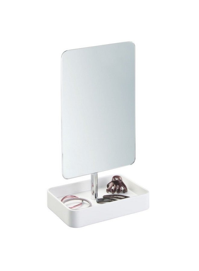 Interdesign Gia Free Standing Vanity Makeup Mirror for Bathroom Countertops - White/Chrome - Image 3