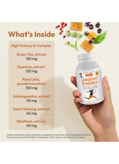 Andrew Lessman ANDREW LESSMAN Urgent Energy 180 Capsules - Provides a Safe, Healthy Means of Enhancing Energy Levels & Feelings of Well-Being, with Green Tea, Guarana, Ginseng, Royal Jelly, Ashwagandha, B-Complex  - Image 3