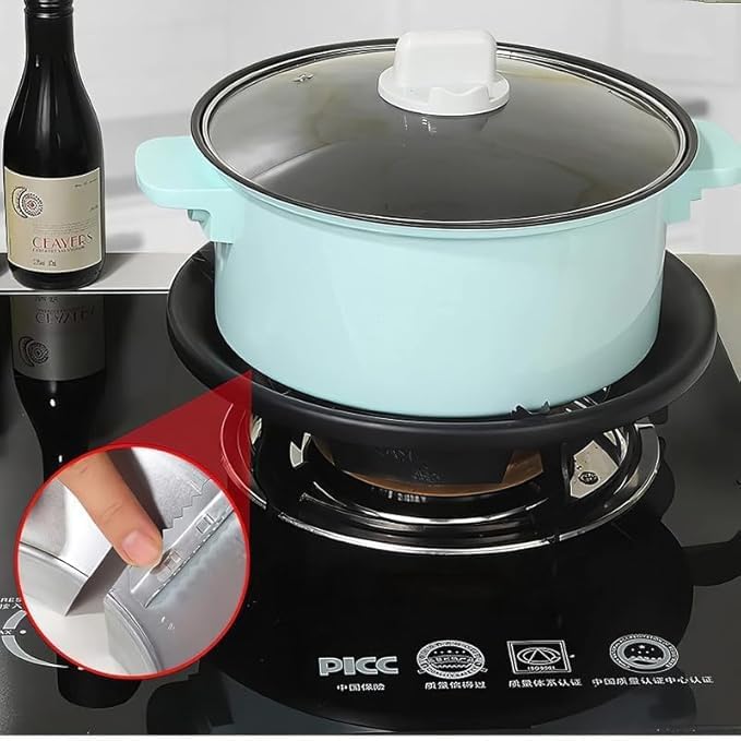 EXPORTTANZA Pack Of 2 Black Gas Saver Burner Stand Gas Chula Burner Gas Saver Stand Jali Ring Fire Windproof Energy Saving Gas Chula Support Stand 4 Legs Supported For Indian Gas 07mm - Image 2