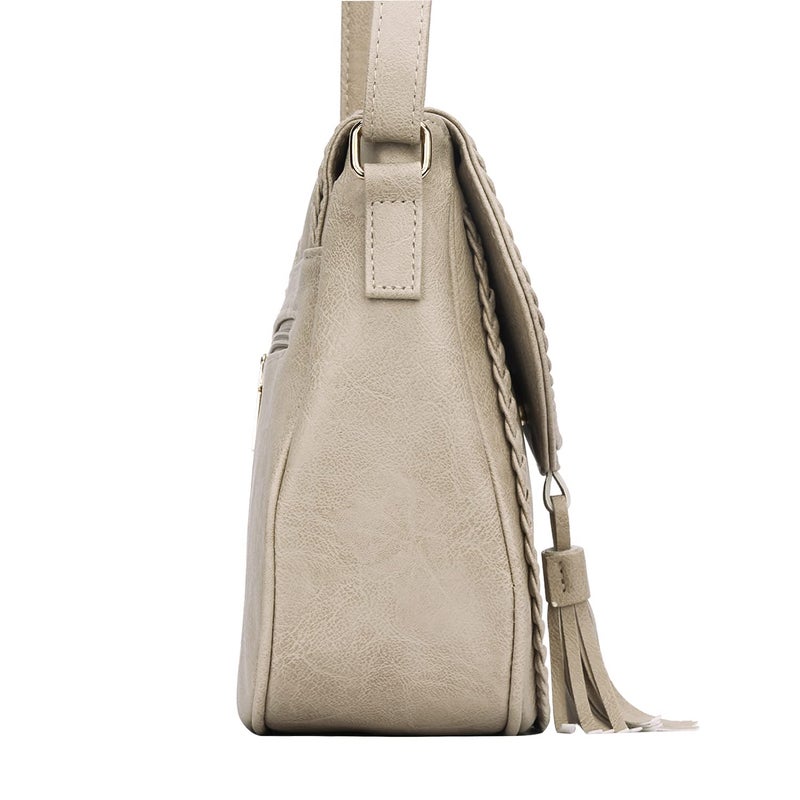 KKXIU Casual Flap Saddle Crossbody Bags for Women Purses and Handbags with Tassel (Z-Beige) - Image 4
