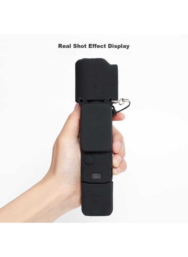 Odd Leaves Qiye Protective Case, Silicone Cover, Suitable For Dji Pocket 3 Accessories, Lingmou 3 Pocket Camera Screen Cover, Black Four-piece Set With Strap - Image 2