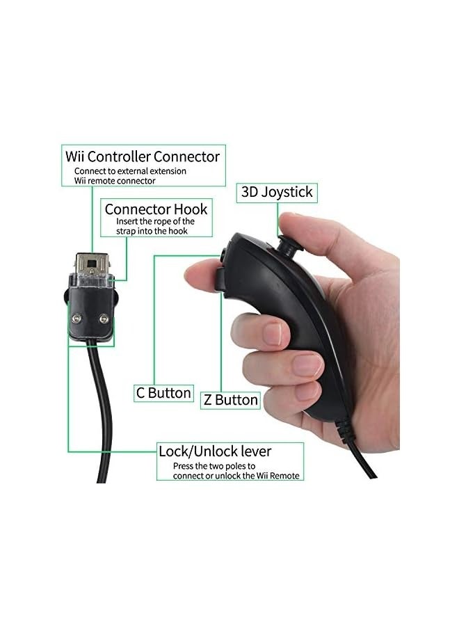 PROMASS Remote Controller and Nunchaku Controller Replacement with Silicone Case and Wrist Strap(Black 1set) - Image 3