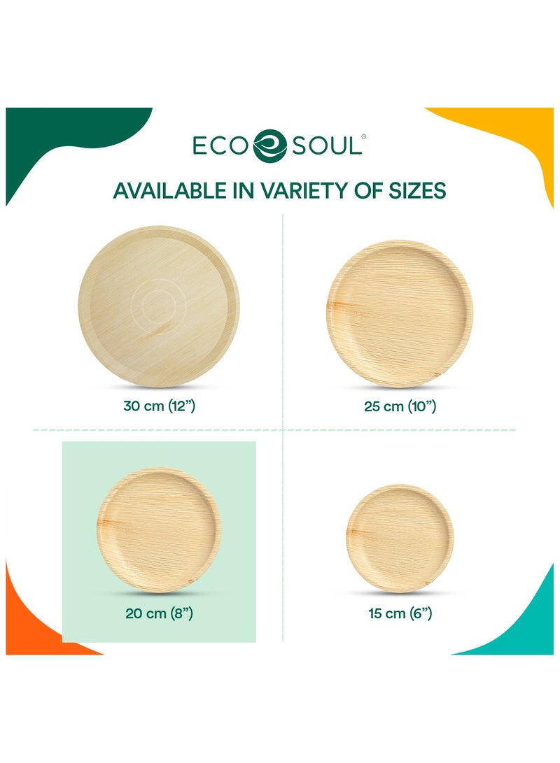 ECO SOUL 10 Piece - 8Inch Palm Leaf Round Plates , Eco friendly, Compostable, Disposable, Organic - Image 3
