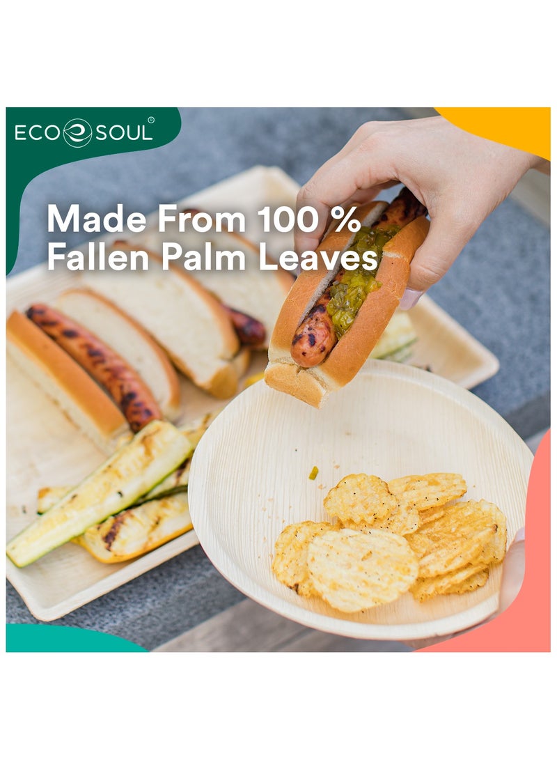 ECO SOUL 10 Piece - 8Inch Palm Leaf Round Plates , Eco friendly, Compostable, Disposable, Organic - Image 4