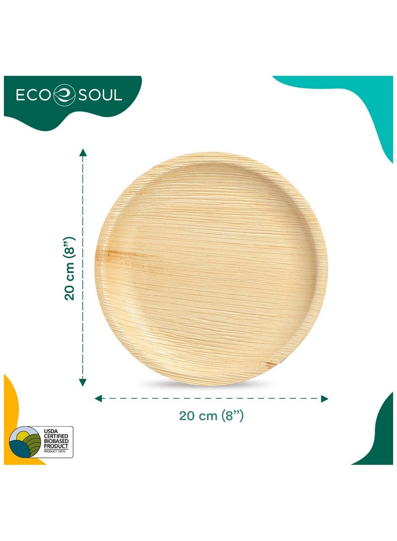 ECO SOUL 10 Piece - 8Inch Palm Leaf Round Plates , Eco friendly, Compostable, Disposable, Organic - Image 2