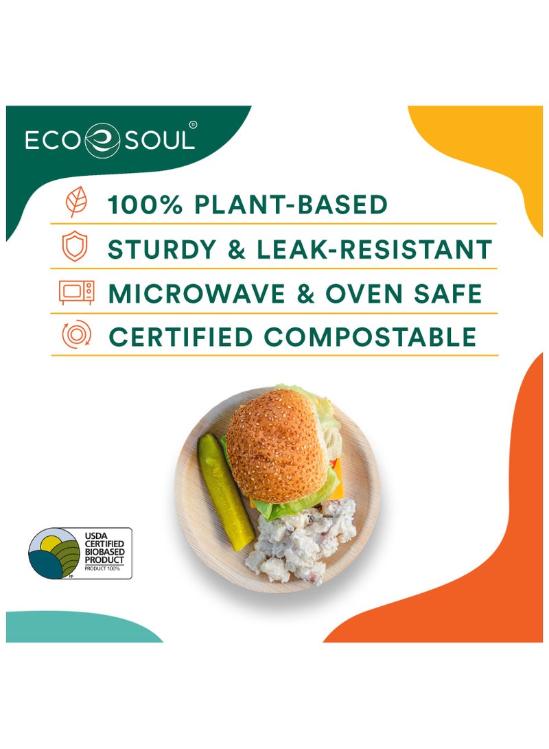 ECO SOUL 10 Piece - 8Inch Palm Leaf Round Plates , Eco friendly, Compostable, Disposable, Organic - Image 5