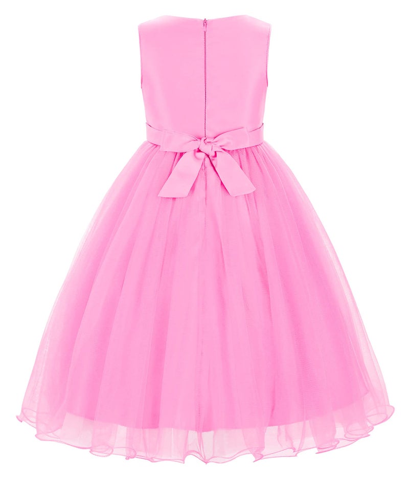 Uhnice Sequin Sleeveless Tulle Mesh Flower Girl Party Dress (4T, Pink) - Image 3