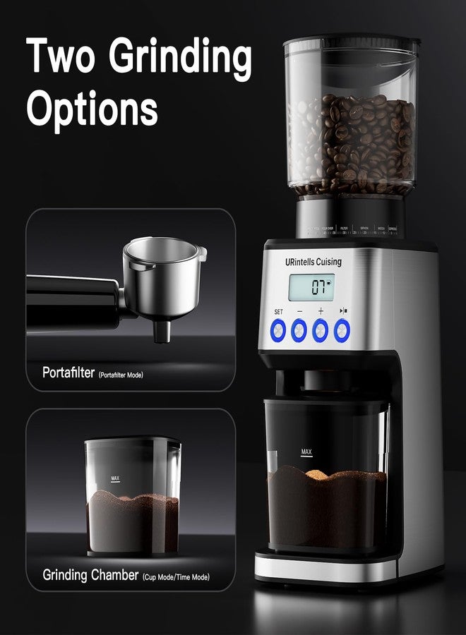URintells Cuising Espresso Grinder, Burr Coffee Grinder with 51 Grind Settings, Precision Timer, Stainless Steel Coffee Grinder with Easy Cleaning, Anti-Static Design & 3 Operation Modes - Image 4