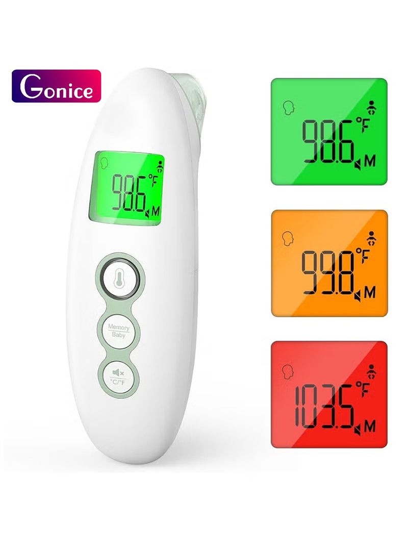 Gonice Non-Contact Forehead and Ear Thermometer, Digital Infrared Thermometer for Adults and Children, with Child Mode, Fever Alarm Function, Mute and Memory Functions, Fast and Accurate Measurement - Image 1