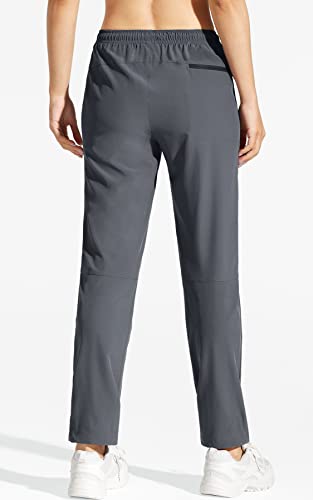MOCOLY Women's Cargo Hiking Pants Elastic Waist Quick Dry Lightweight Water Resistant Outdoor Long Pants UPF SPF 50+ Grey S - Image 2