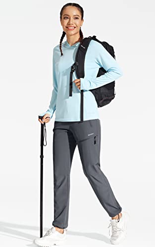 MOCOLY Women's Cargo Hiking Pants Elastic Waist Quick Dry Lightweight Water Resistant Outdoor Long Pants UPF SPF 50+ Grey S - Image 3
