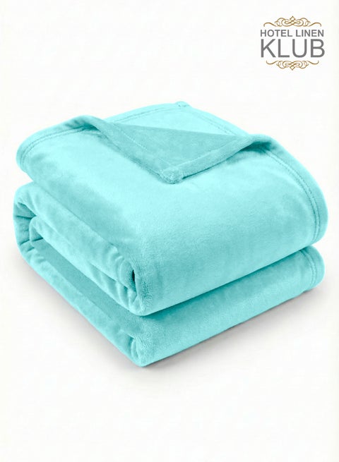 Single Micro Fleece Flannel Blanket 260 GSM Super Plush and Comfy Throw Blanket Size 150 x 200cm Aqua
