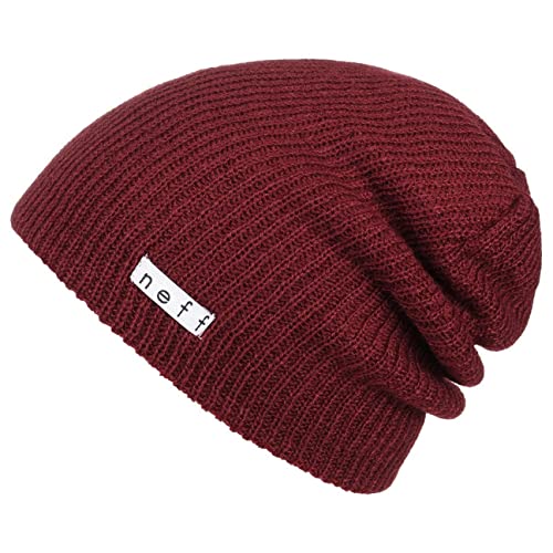 NEFF mens Daily Beanie, Warm, Slouchy, Soft Headwear Beanie Hat, Maroon, One Size US - Image 4