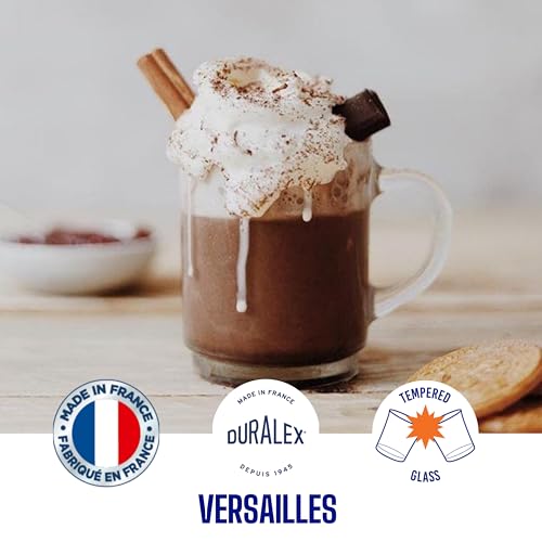 Duralex France Versailles Clear Tempered Glass Mugs | 260ml Set of 6 | Ultra-Resistant, Stackable Coffee & Tea Mugs | Microwave & Dishwasher Safe | Giftable Mug Set - Image 2