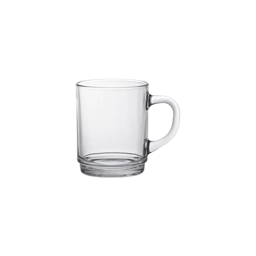 Duralex France Versailles Clear Tempered Glass Mugs | 260ml Set of 6 | Ultra-Resistant, Stackable Coffee & Tea Mugs | Microwave & Dishwasher Safe | Giftable Mug Set - Image 1