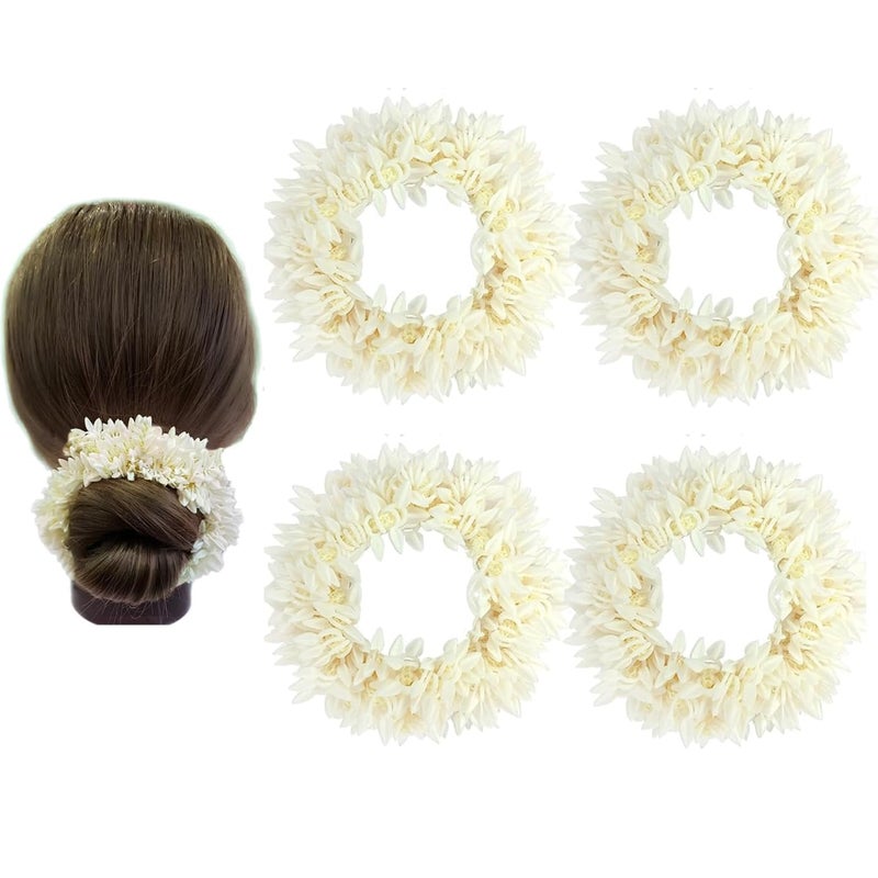 Kailash Creation Artificial Mogra Gajra for Hair Bun & Braids | Scented Jasmine Flower Hair Accessory | Reusable Traditional Bridal Gajra for Women & Girls (Pack of 4) - Image 1