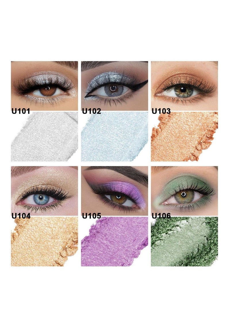 SYOSI Sparkling Eyeshadow, 6 Color Glitter Shimmer Shiny Metallic Eye Shadow Makeup Palette, Highly Pigmented Waterproof Pearl white Light blue Brown Gold Green Purple Pink Glitter Shimmer - Image 5