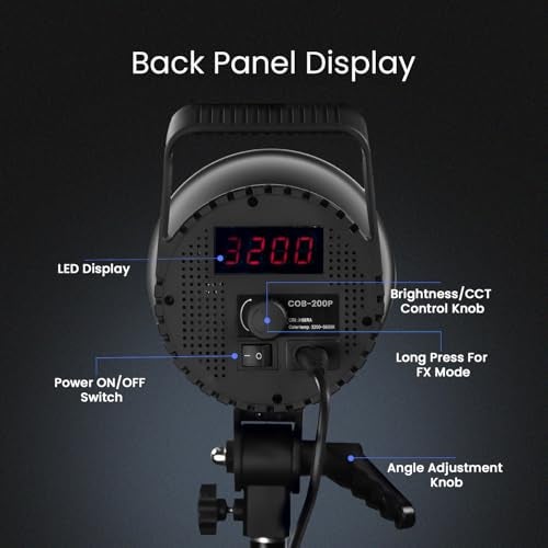 HIFFIN (COB-200P) 200W Bi Color Continuous LED Light with 18CM Reflector & Infrared Remote, AC Power, 3200K-5600K Color Temperature Control, 23000lx @1m, Ideal for Photography and Videography - Image 5