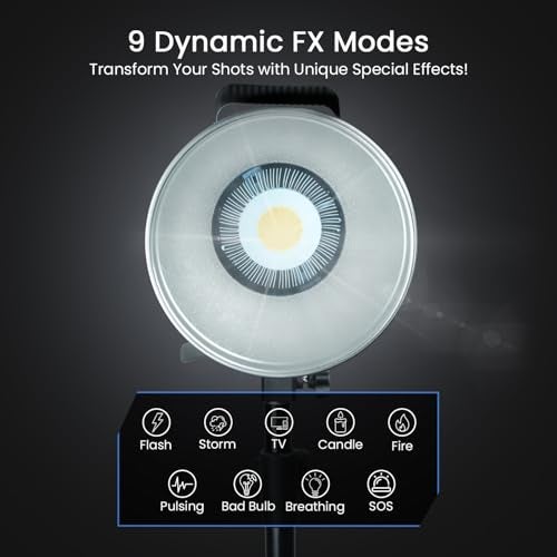 HIFFIN (COB-200P) 200W Bi Color Continuous LED Light with 18CM Reflector & Infrared Remote, AC Power, 3200K-5600K Color Temperature Control, 23000lx @1m, Ideal for Photography and Videography - Image 3