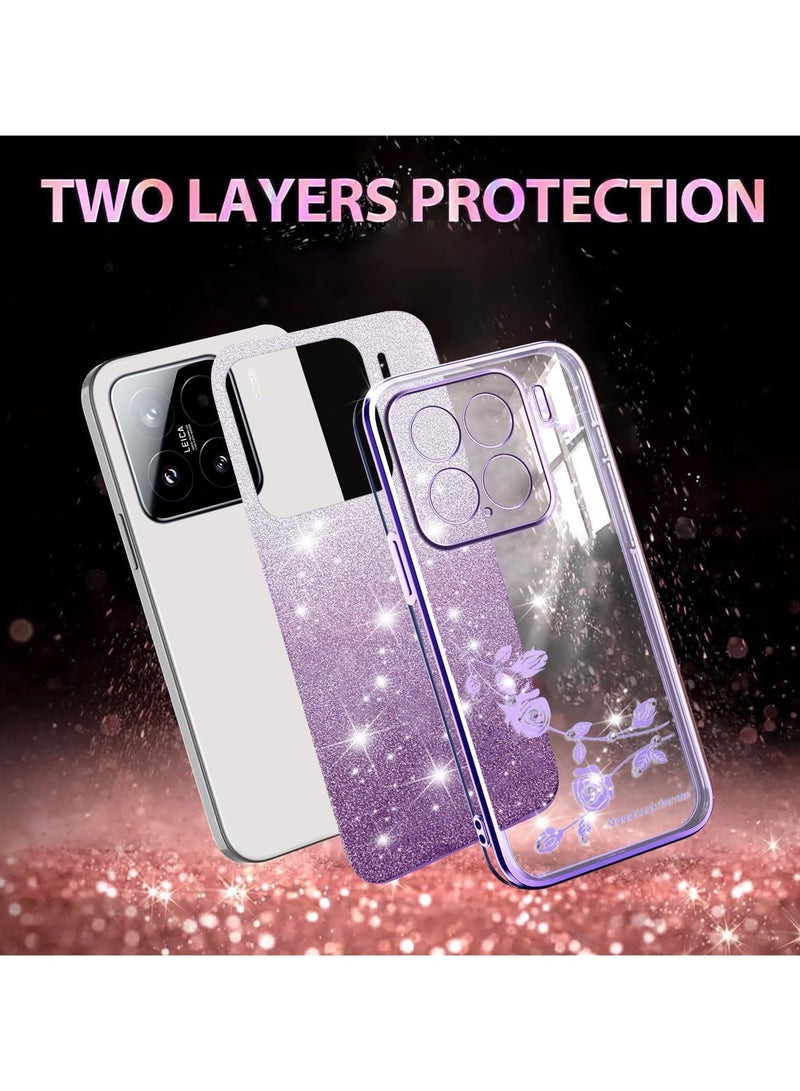 general Protective case compatible with Xiaomi 15, shockproof soft TPU case with gold-plated finish, sparkling - Image 2