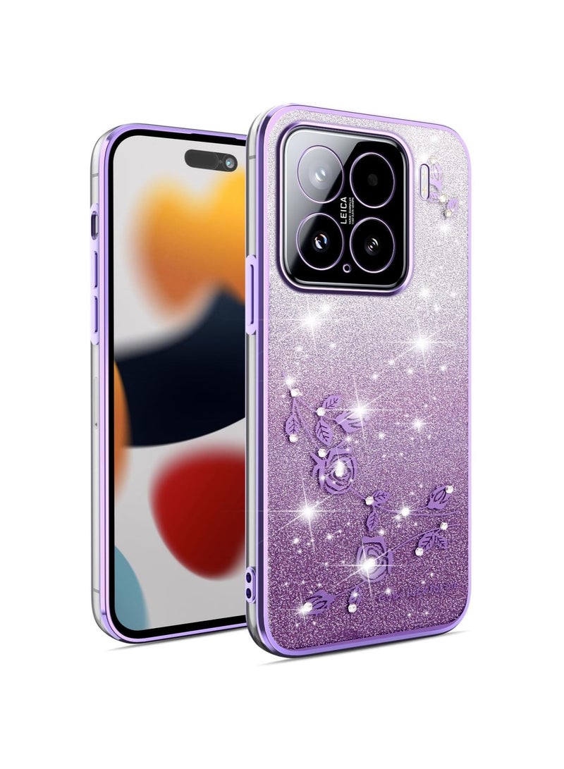 general Protective case compatible with Xiaomi 15, shockproof soft TPU case with gold-plated finish, sparkling - Image 1