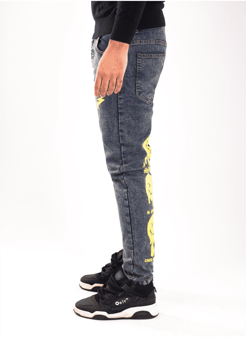 Men's slim dark navy blue Superstar yellow jeans - pzsku/ZA3A0B5159D724C734254Z/45/_/1734776792/cd8d76ef-74f4-4908-bbbe-c2d853e651e5