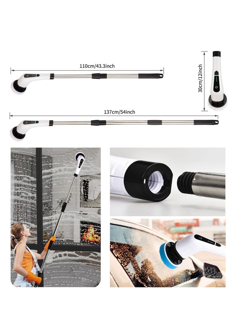 SYOSI Electric Spin Scrubber, Rechargeable Cordless Spin Cleaning Brush, Electric Spin Brush with 8 Replacement Brush Heads, Powerful Bathroom Scrubber, with Adjustable Handle for Bathroom and Shower - Image 2