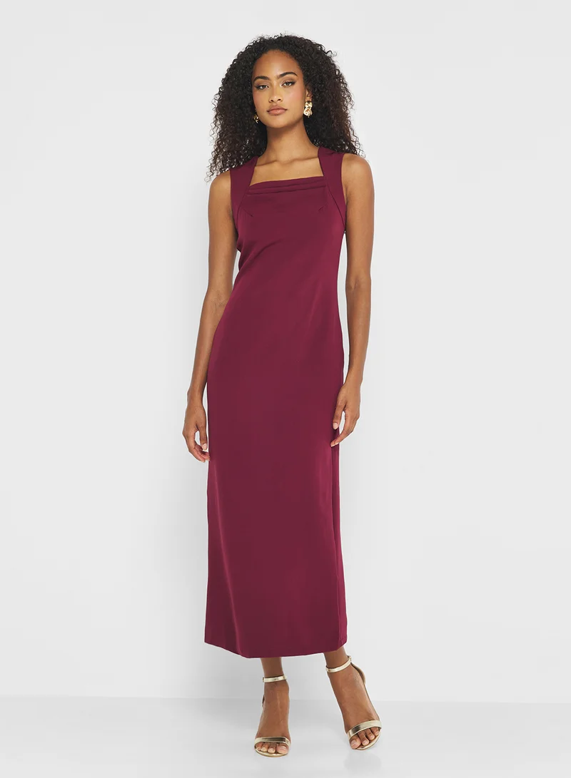 جينجر Square Neck Bodycon Dress