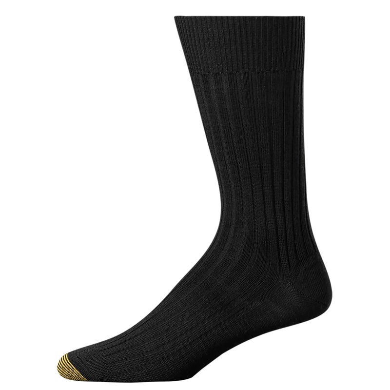 GOLDTOE Men's Windsor Wool Crew Dress Socks, 3-Pairs, Black, Large - Image 3