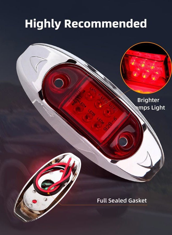 LBRST Oval LED Trailer Lights Red Led Side Marker Light with Chrome Bezel Universal LED Clearance Markers Lights for Truck Trailer Boat ATV Marine (2 pcs) - Image 3
