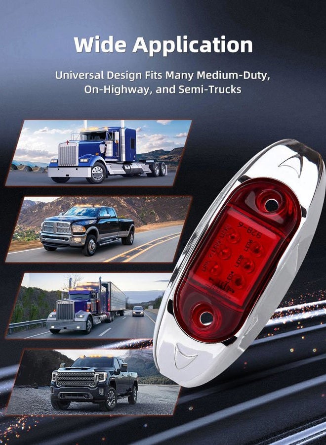LBRST Oval LED Trailer Lights Red Led Side Marker Light with Chrome Bezel Universal LED Clearance Markers Lights for Truck Trailer Boat ATV Marine (2 pcs) - Image 5
