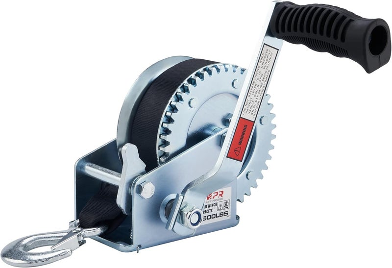 OPENROAD Store Boat Winch 1500lbs Hand Winch,for boat trailer Towing Winch, With 26ft Black Strap and Brake ratchet - Image 1