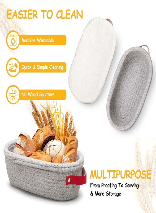 Dimpola Banneton Bread Proofing Basket - Cotton Oval Banneton Basket Set of 2 Sourdough Proofing Baskets Round Proofing Bowls Handmade Rattan Baskets and Liners - Image 3