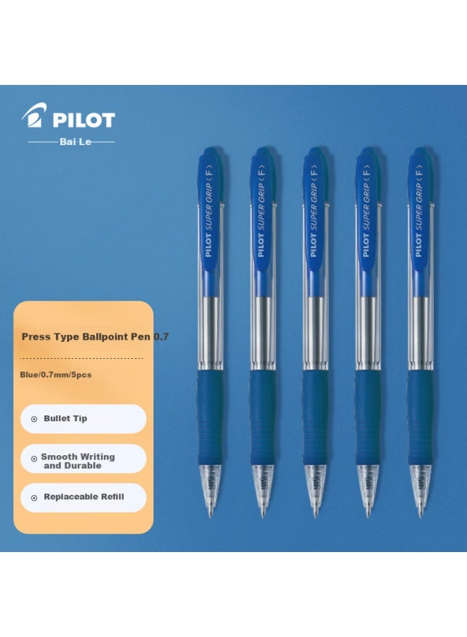 PILOT Bpgp-10r 0.7mm Blue Gel Ink Pens, Pack Of 5 - Image 1