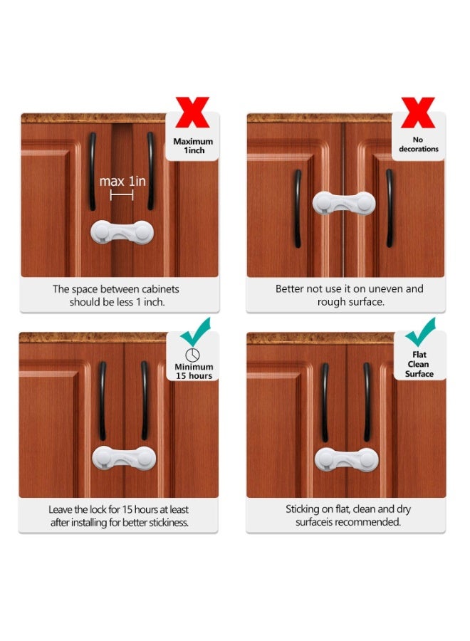 Adoric Life Baby Safety Cabinet Locks (8-Pack) – Child Proof Cabinet & Drawer Locks – No Screws, No Magnets, Easy Adhesive Installation – Multi-Purpose Baby Proofing for Kitchen, Bathroom, Furniture & Toilet Seats - Image 5