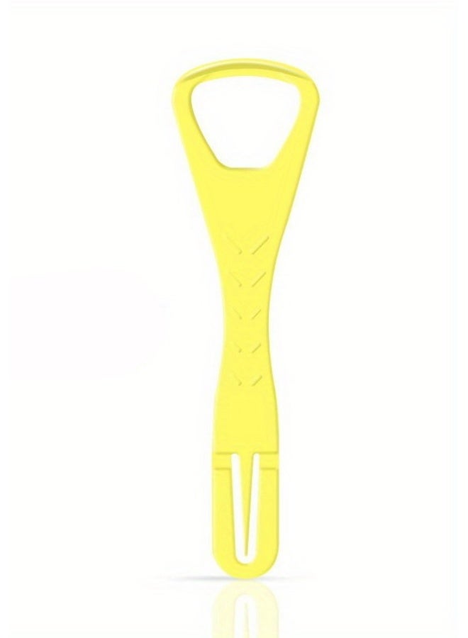 منظف اللسان، مكشطة لسان للاستعمال مرة واحدة، مكشطة بلاستيكية، لسان نظيف، يعزز التنفس المنعش، يتضمن اعواد اسنان خلفية قابلة للطي، 3 قطع، اصفر - Image 2