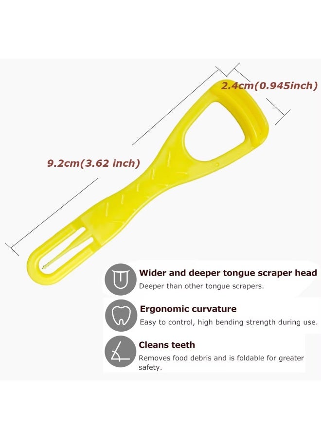 منظف اللسان، مكشطة لسان للاستعمال مرة واحدة، مكشطة بلاستيكية، لسان نظيف، يعزز التنفس المنعش، يتضمن اعواد اسنان خلفية قابلة للطي، 3 قطع، اصفر - Image 4