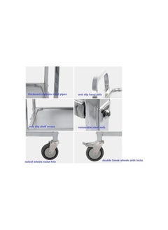 VINSTAR Stainless Steel Utility Cart, 3 Layers Large (95 x 50 x 95 cm) Commercial Heavy Duty Serving Trolley, Kitchen Service Trolley with 360°Rotation Wheels for for Hotel Restaurant Home  - Image 3