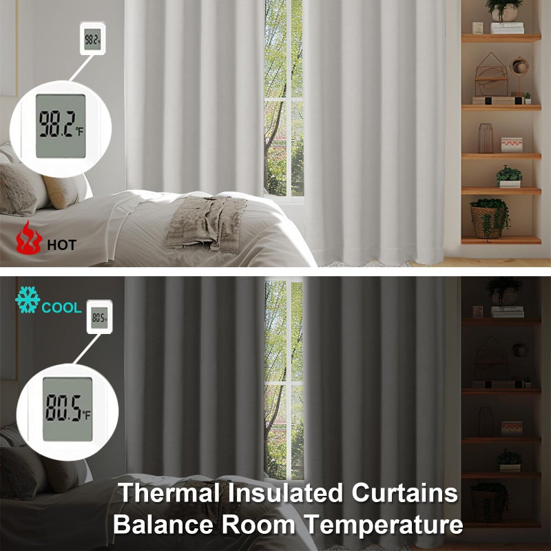 Simplebrand Ava Natural Blackout Curtains for Bedroom 63 Inch Length 2 Panels Set, Solid Thermal Insulated Energy Saving Rod Pocket Window Treatment Curtains Blackout Drapes, W40 x L63 Inch, Natural - Image 5