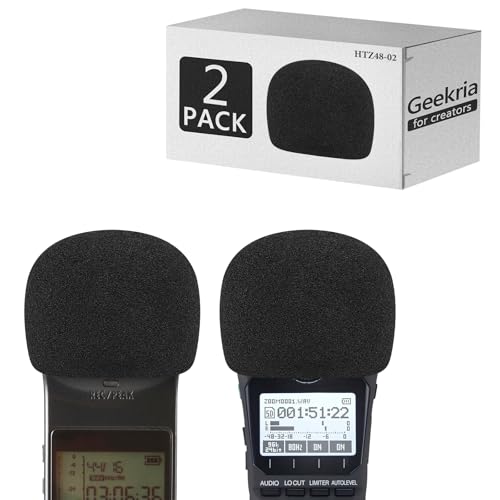 Geekria for Creators Foam Windscreen Compatible with Zoom H1 H1n Handy Recorder Mic Wind Cover Sponge Foam Filter Portable Digital Recorder Black 2 Pack - Image 1