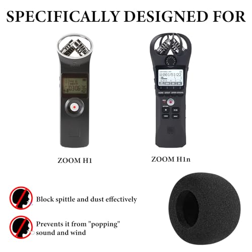 Geekria for Creators Foam Windscreen Compatible with Zoom H1 H1n Handy Recorder Mic Wind Cover Sponge Foam Filter Portable Digital Recorder Black 2 Pack - Image 3